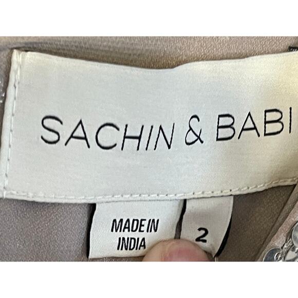 Sachin + Babi Size 2 NWD Sequin Gabby Glitter Long Sleeve V Neck Gown NWT Flaw - Picture 10 of 11